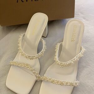 Avidirk White Pearl Embellished Heels